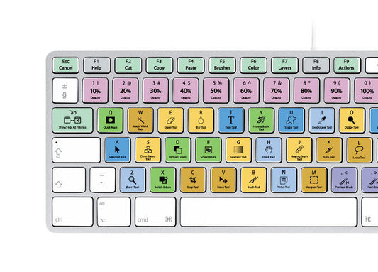 Adobe Photoshop Keyboard Stickers (Black Letters) | Mac | QWERTY UK, US.